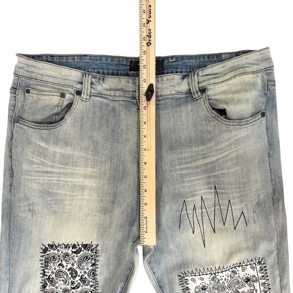 SERENEDE Jeans Men’s 42 Bandana Patch Distressed Tapered Y2K Streetwear - Picture 12 of 15